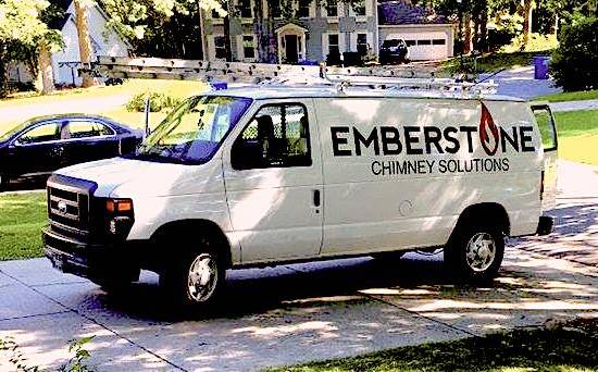 Chimney Sweeping emberstone truck van Emberstone Chimney Solutions Asheville